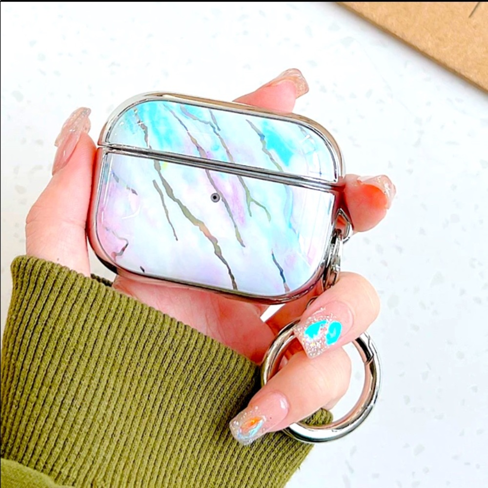 For AirPod Pro Cute Rose Gold Electroplated Protective Cases with Ring Clasp